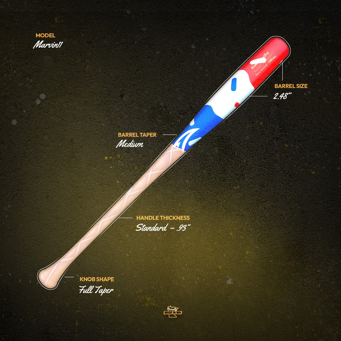 Red, White, and Blue Ice Cream Prime Maple Bat